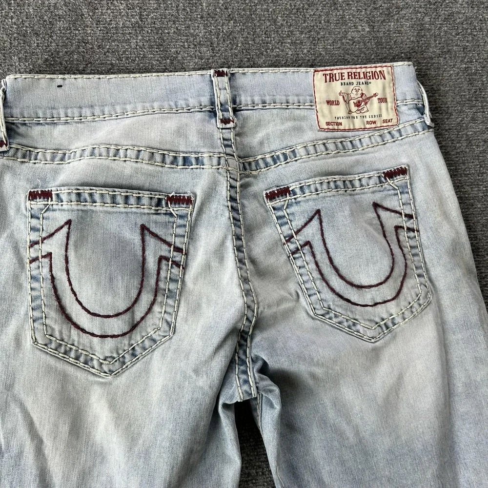 True Religion Ricky Jeans Mens 34x34 Blue Light Wash Straight Lot 2‎ No Flap